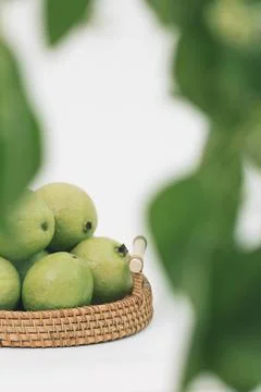Guavas on the white background Stock Photos