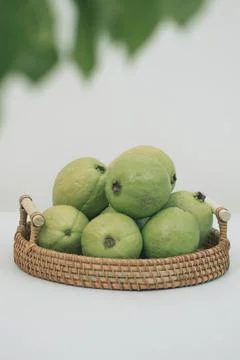Guavas on the white background Stock Photos