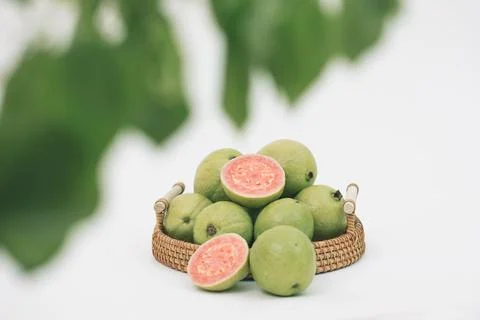 Guavas on the white background Stock Photos