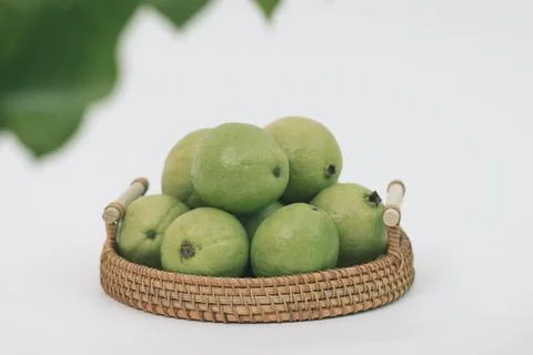 Guavas on the white background Stock Photos