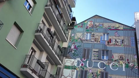 Gucci Art Wall Installation Stock Footage 328630574