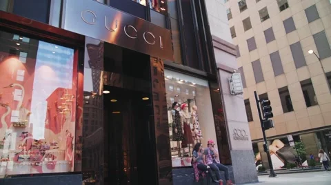 Gucci Boutique, Michigan Avenue Stock Footage