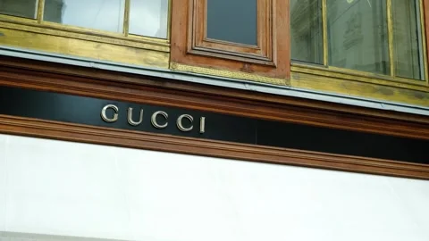 Gucci store, logo Stock Footage 245558983