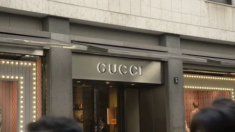Gucci store in Milan. Fashion week Gucci... | Stock Video | Pond5