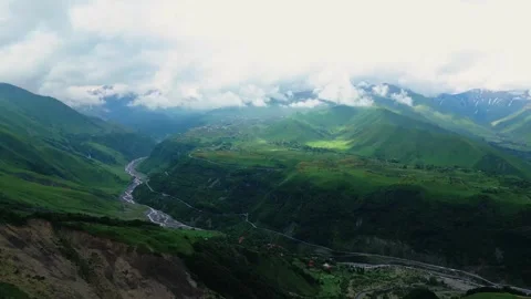 Gudauri Mountains and Clouds Drone 4k Stock Footage 290856204