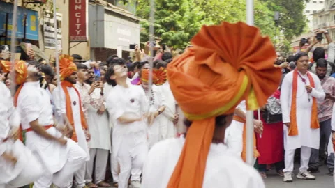 Gudi Padwa folk dance performance in Mumbai, India Editorial Use 30 March 2025 Stock Footage 327558760