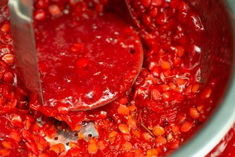 Guelder berries jam making Stock Photos