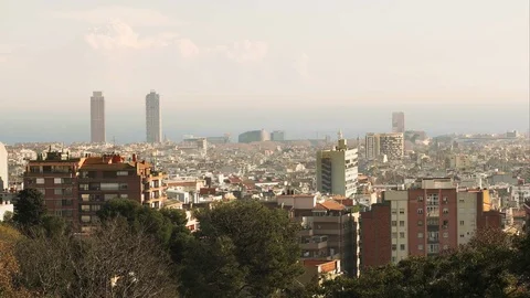 Guell Park, Barcelona, panoramic view Stock Footage 124708406