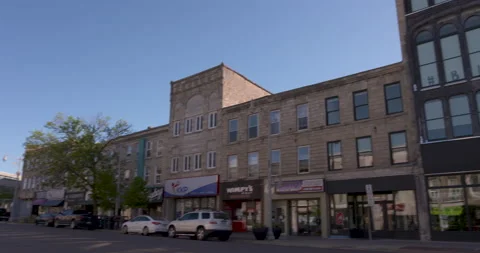 Guelph streetscape with BLM sign in a window Stock Footage 132955076