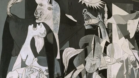 Guernica painting by Pablo Picasso, animated painting 4k. Famous oil Stock Footage