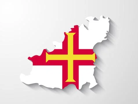 Guernsey  country map with shadow effect presentation Stock Illustration
