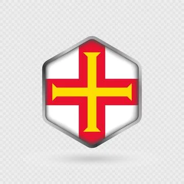 Guernsey Flag Icon in Hexagon Shape. Stock Illustration