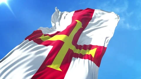 Guernsey Flag Low Angle View Stock Footage 295691279