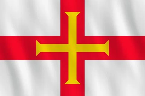 Guernsey flag with waving effect, official proportion. Ilustração Stock