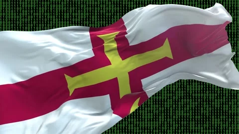 Guernsey flag - Waving flag on matrix binary code background Stock Footage 321421222