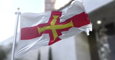 Guernsey-flag-waving-seamless-loop-4k-60fps Stock Footage 333621101