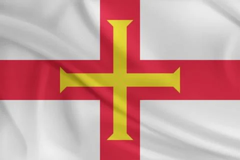 Guernsey Flag Wind Waving Close Up Stock Illustration