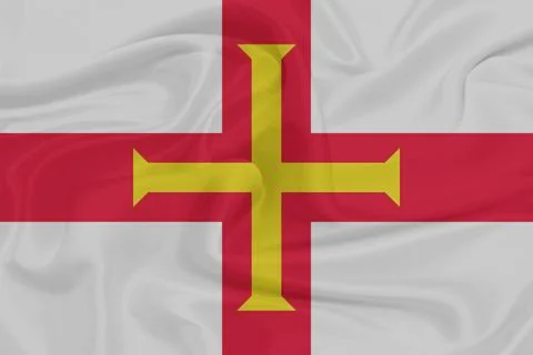 Guernsey Flag Wind Waving Close Up Stock Illustration