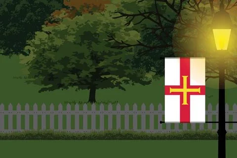 Guernsey Night Trees Lamp Vector Illustration Stock Illustration