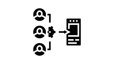 Guerrilla testing ux ui design glyph icon animation Stock Footage 326150212