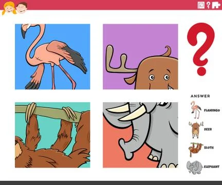 Guess animal characters educational task for children Stockillustratie