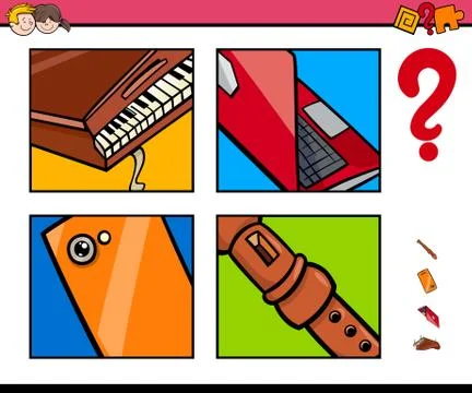 Guess objects cartoon game for children Illustrazione stock