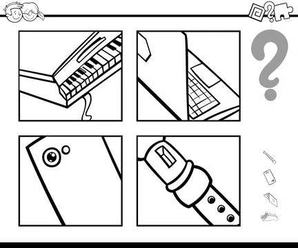 Guess objects game for coloring Black and White Cartoon Illustration of Ed... Stock Photos