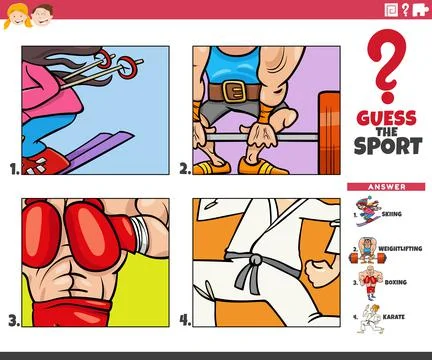 Guess the sport cartoon educational game for children 스톡 일러스트