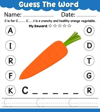 Guess The Word Egg Fruit Worksheet Tracing Alphabet E Handwriting Practice .. Stock Illustration
