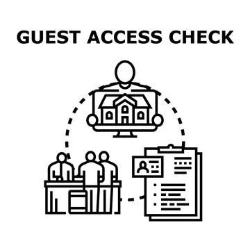 Guest access checking process for property security Illustrazione stock