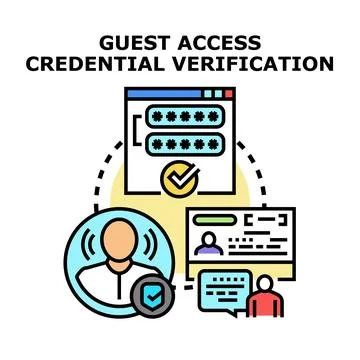 Guest access credential verification digital security concept Stock Illustration