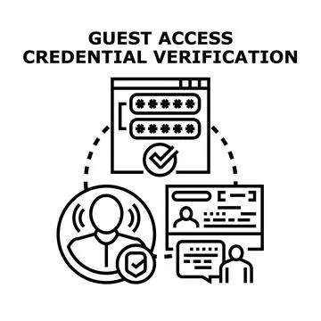 Guest access credential verification digital security concept Stock Illustration