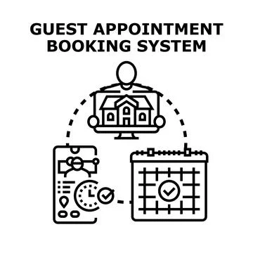 Guest appointment booking system online reservation process Stock Illustration