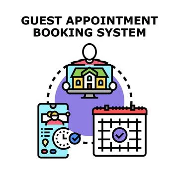 Guest appointment booking system online reservation process Illustrazione stock