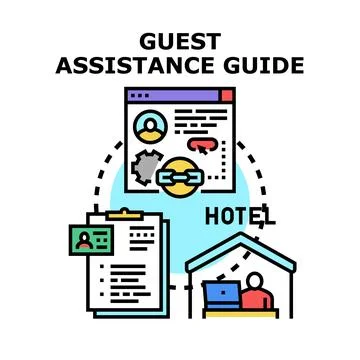 Guest assistance guide concept for help and support イラスト素材