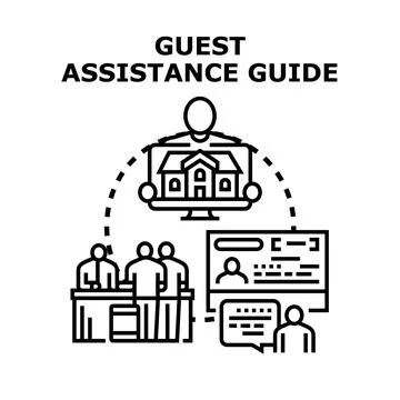 Guest assistance guide offering customer service support Illustrazione stock