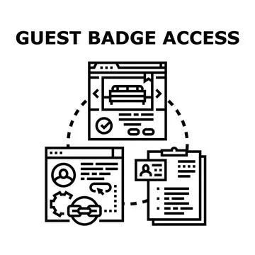 Guest badge access service providing online registration system Illustrazione stock