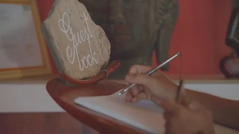 Guest Book Made of Stone Stock Footage 116413648