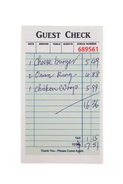 Guest Check Stock Photos