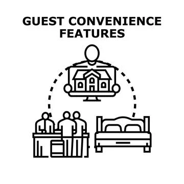 Guest convenience features offering comfortable hospitality services Stock Illustration