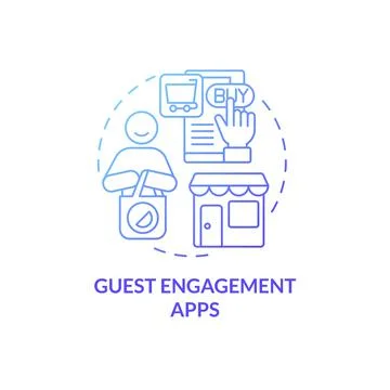 Guest engagement apps blue gradient concept icon Stock Illustration