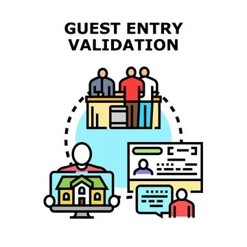 Guest entry validation process securing access control イラスト素材