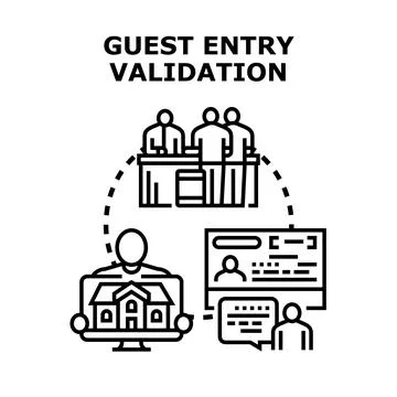Guest entry validation process securing access control イラスト素材