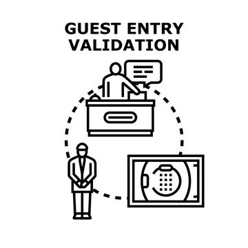 Guest entry validation system providing security service Ilustração Stock