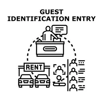 Guest identification entry system process illustration Stock Illustration