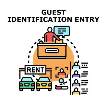 Guest identification entry system process illustration Stock Illustration