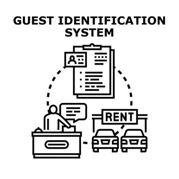 Guest identification system concept for vehicle renting Stock Illustration