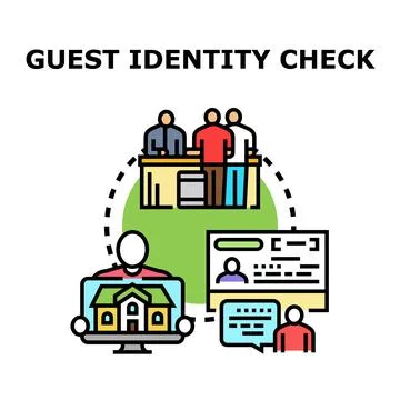 Guest identity check for accommodation booking system Illustrazione stock