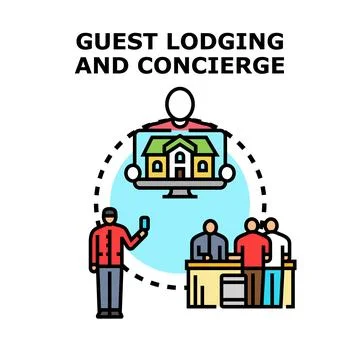 Guest lodging and concierge booking service technology Illustrazione stock