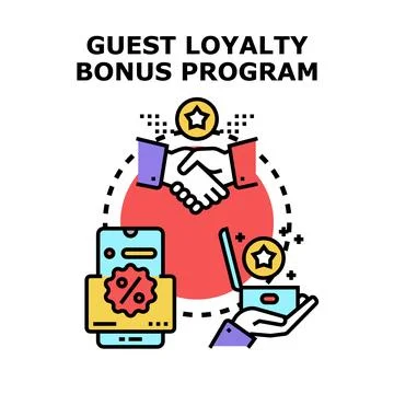 Guest loyalty bonus program receiving benefits rewards Illustrazione stock